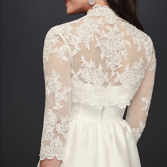 David’s Bridal Beaded Lace 3/4 Sleeve Jacket - Picture 2 of 6